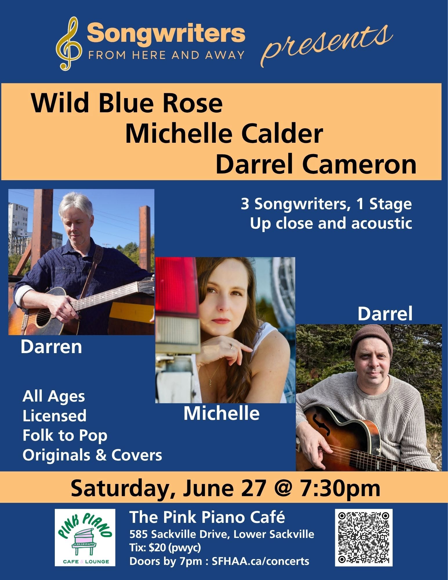 Triple bill with Darrel Cameron, Michelle Calder, and  Wild Blue Rose